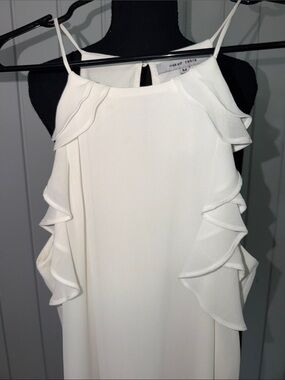 White  Ruffle-Trim Mini Dress